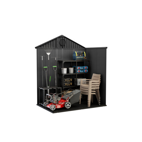Keter Darwin 6x4 FT Durable Resin Outdoor Storage Shed with Floor and Lockable Double Doors